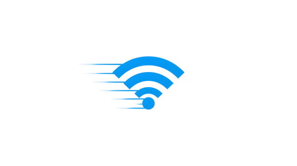 Blue Gradient Wifi Signal Icon with Motion Lines Representing High Speed Connection