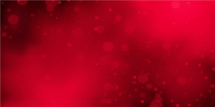 Shiny red Christmas background with abstract bubbles and festive bokeh light, featuring glitter stars and snowflakes for a winter holiday card design