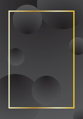 Black gradient background with abstract circle pattern with gold frame