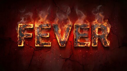 Fiery fever text effect with intense heat and burning flames for digital design projects