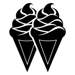 Ice cream cones vector clean black silhouette design white background