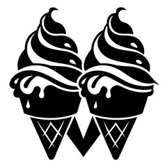 Ice cream cones vector clean black silhouette design white background