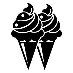 Ice cream cones vector clean black silhouette design white background