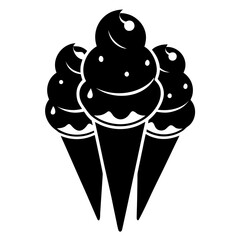 Ice cream cones vector clean black silhouette design white background