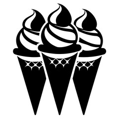 Ice cream cones vector clean black silhouette design white background