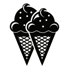 Ice cream cones vector clean black silhouette design white background