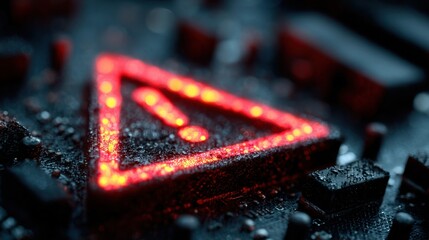 Red skull and crossbones warning symbol glows on a Computer circuit board indicating a cyber attack or security breach