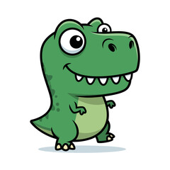 Cute cartoon green tyrannosaurus rex mascot peeking from the side with a friendly smile
