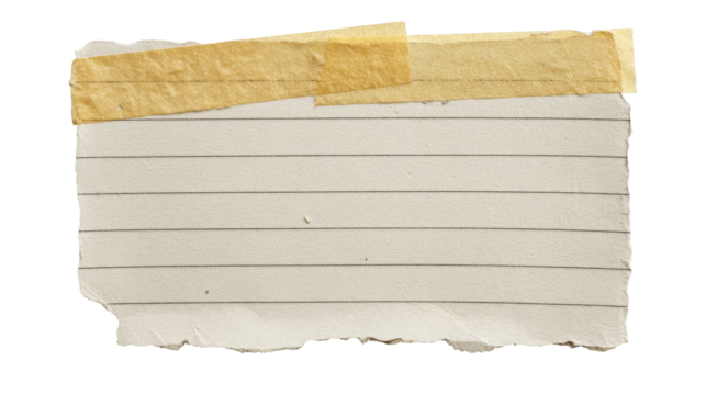 A torn piece of lined paper centered on transparent background - Powered by Adobe