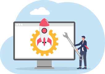 illustration of maintenance and performance adjustments in a startup company

