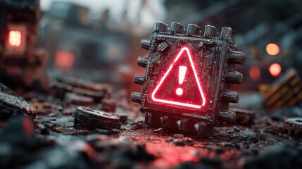 System warning showing a red alert triangle, indicating a cybersecurity threat or operation system failure