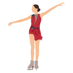 Professional woman ice skating vector illustration.