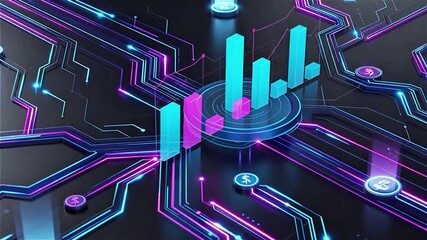 Futuristic Electronic Circuit Board Visualizing Cryptocurrency and Financial Data Flow - Powered by Adobe