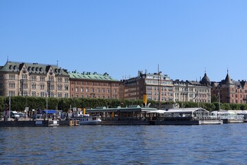 Obraz premium Waterfront buildings along Strandvägen in Stockholm, Sweden