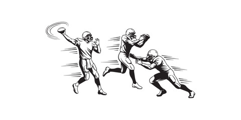 Fototapeta premium American football player in action vector illustration sport athlete action