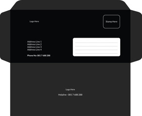 Business envelope simple template 9 by 4 size Black