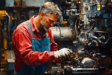Artistic Portrait Of Mechanic At Work