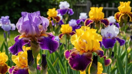 Vibrant Garden Irises With