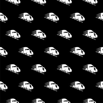 Big truck seamless pattern isolated on black background