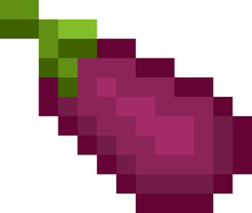 Obraz premium Eggplant vegetable icon or emoticon in a video game sprite pixel art style.