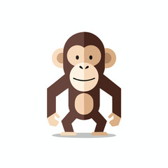 Happy Cartoon Monkey Standing on White Background