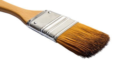 Paint Brush Isolated on White Background – Wooden Handle Painting Tool