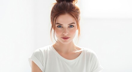 Beautiful young woman with blue eyes and red hair