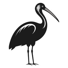 Spoonbill vector clean black silhouette design white background