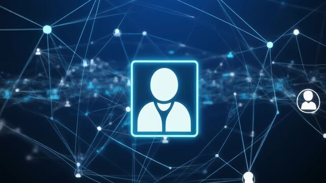 Social network connection concept illustration with business people icon vector symbolizing digital communication and global technology web data