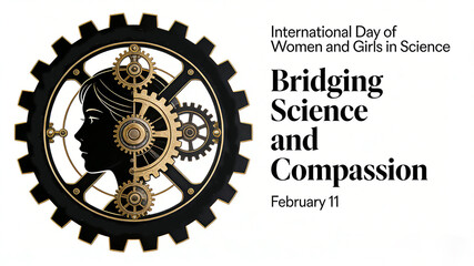 Women and girls' participation in International Science Day, science and technology innovation, and humanistic empathy are suitable for science and education promotional materials.
