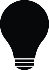 Light Bulb Icon – Solid Black Silhouette Symbol