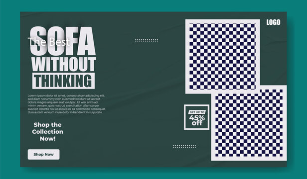 Modern sofa advertisement with discount offer and stylish design for furniture retailers - Powered by Adobe