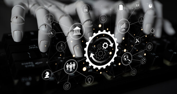 Using AI for business process automation and operations management. A concept for integrating and automating business functions with AI. Motif