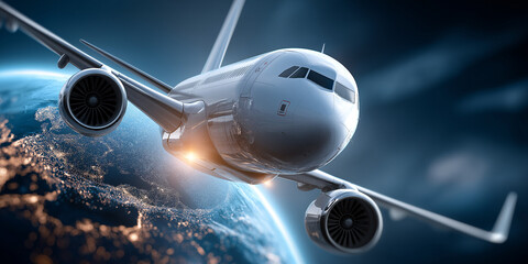 Sustainable aviation innovations exploring biofuels for future air travel global skies digital art futuristic perspective