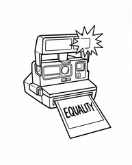 Obraz premium Vintage Camera Printing Photo with the Word 