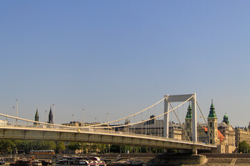 Budapest, Hungary. View of the Elisabeth Bridge crossing the Danube River.