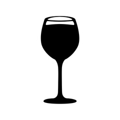Elegant wine glass silhouette, a timeless symbol representing celebration, fine dining, beverages, luxury, and sommelier culture, ideal for sophisticated branding, digital graphics, and menus.