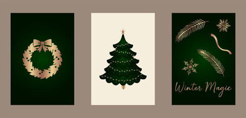 Elegant Christmas and Winter Holiday Card Set