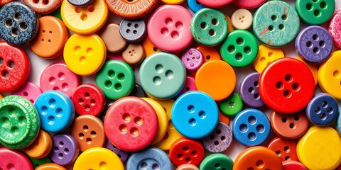 Vibrant assorted buttons in various colors and textures,  colorful,  assortment