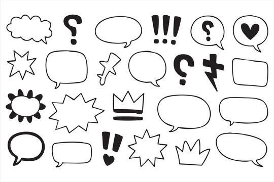 Hand-Drawn Speech Bubble Doodles and Comic Icons for Messaging Design