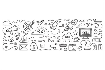 Business Idea and Planning Sketch Set for Creative Workflow Design