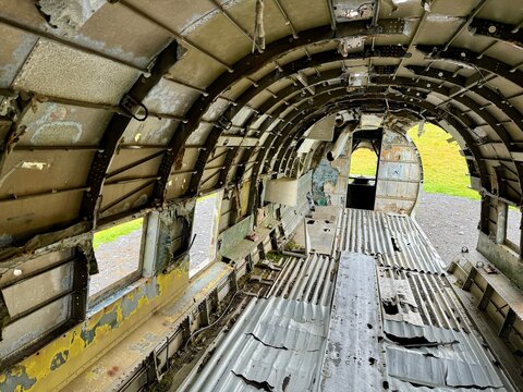 Abandoned Douglas DC-3 Aircraft Wreck near Markarvegur in Hvolsvöllur, Close to Seljalandsfoss Waterfall in South Iceland, Rusted Plane Fuselage in Open Nature