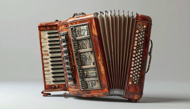 Vintage Accordion - A Detailed Studio Shot of a Musical Instrument.