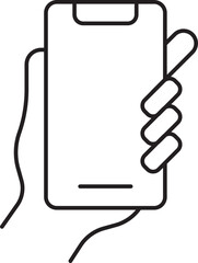 A human hand holding a modern smartphone with a blank screen, representing mobile technology and digital interaction.