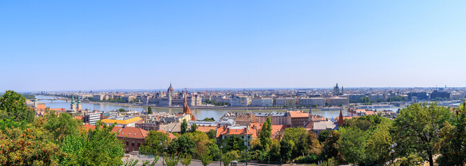 Budapest, Hungary. Left bank part of Budapest with River Danube.