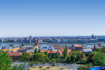 Budapest, Hungary. Left bank part of Budapest with River Danube.