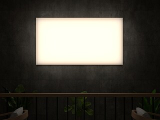 Indoor Neon Box 3D Rendering for Mockup 2