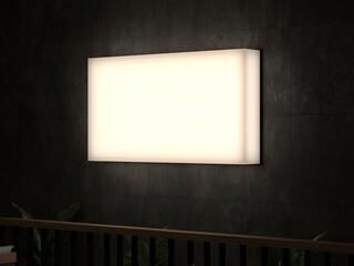 Indoor Neon Box 3D Rendering for Mockup 1