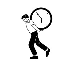 Man Carrying Heavy Clock Symbol