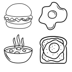 Outline Drawing of Breakfast Meals